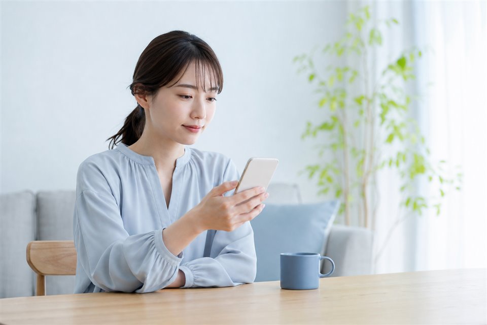 送信後の状態をスマートフォンで確認するところ